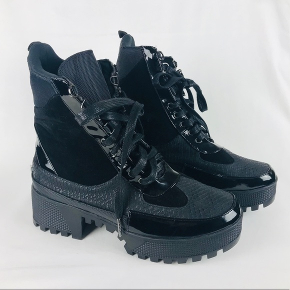 LEMONADE woman’s block heel combat ankle boots 7 - Picture 3 of 8